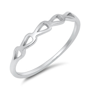 Cute Interlocking Sideways Cutout Teardrop Ring New .925 Sterling Silver Band Sizes 4-10