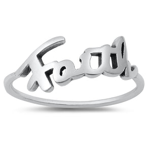 Simple Faith Script Ring New .925 Sterling Silver Band Sizes 4-10