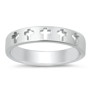 Unique Cutout Christian Cross Jesus Ring New .925 Sterling Silver Band Sizes 4-10