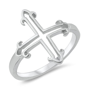 Filigree Swirl Vintage Open Cross Ring New .925 Sterling Silver Band Sizes 4-10