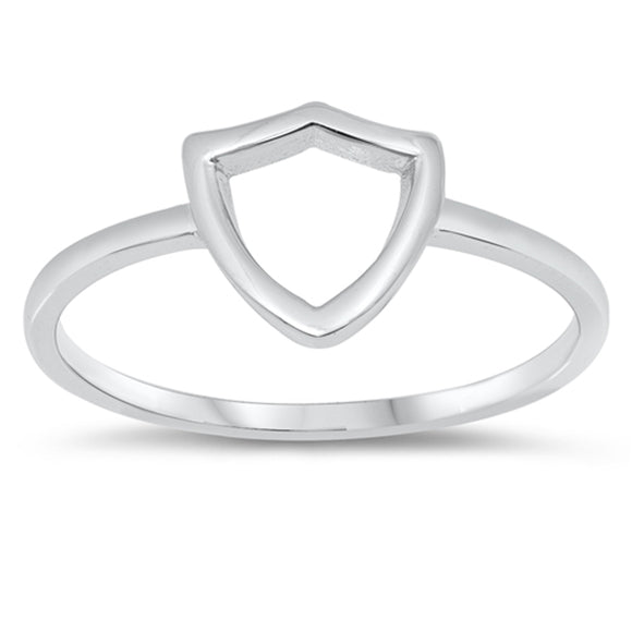 Classic Simple Open Shield Crest Ring New .925 Sterling Silver Band Sizes 4-10