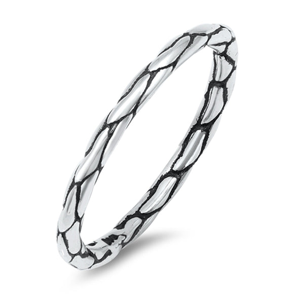 Unique Oxidized Crackle Style Ring New .925 Sterling Silver Band Sizes 4-10