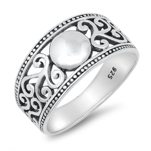 Cute High Polish Filigree Swirl Ring New .925 Sterling Silver Band Sizes 5-10