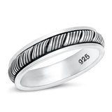 Fashion Grooved Simple Woodgrain Ring New .925 Sterling Silver Band Sizes 6-13