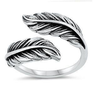 Fashion Flourish Feather Ring New .925 Sterling Silver Band Sizes 5-10