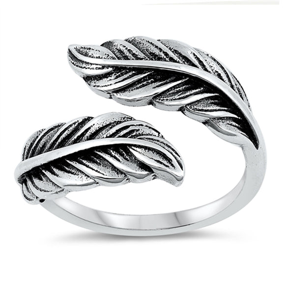 Fashion Flourish Feather Ring New .925 Sterling Silver Band Sizes 5-10