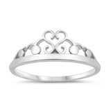 Elegant Filigree Swirl Promise Heart Princess Crown Ring New .925 Sterling Silver Band Sizes 4-10