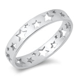 Fashion Trendy Tween Cutout Star Sterling Silver Ring Sizes 4-12