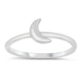 High Polish Crescent Moon Night Sky Sterling Silver Band Sizes 5-10