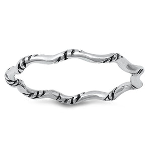 Simple Grooved Wavy Rope Ring New .925 Sterling Silver Band Sizes 3-10