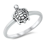 Cute Sea Turtle Beach Animal Sterling Silver Ring Sizes 4-12