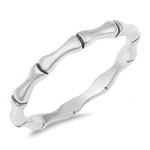 Modern Bamboo Skeleton Bone .925 Sterling Silver Band Sizes 4-10