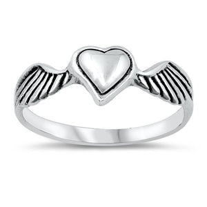 Beautiful Promise Heart Wing Ring New .925 Sterling Silver Band Sizes 5-10