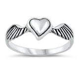 Beautiful Promise Heart Wing Ring New .925 Sterling Silver Band Sizes 5-10