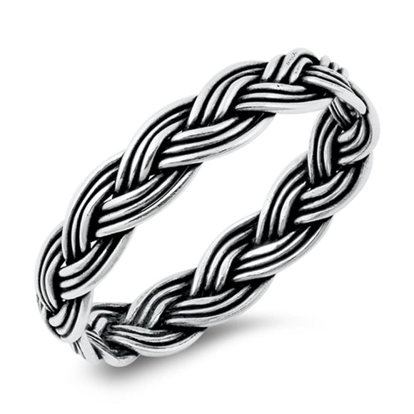 Unique Stacked Braided Knot Ring New .925 Sterling Silver Band Sizes 4-10