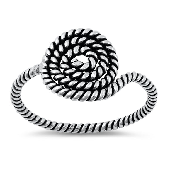 Classic Coiled Rope Ring New .925 Sterling Silver Band Sizes 4-10