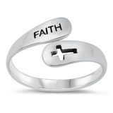 Simple High Polish Religious Cutout Cross Faith Sterling Silver Ring Sizes 5-10
