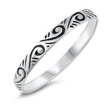 Etched Oxidized Filigree Swirl Fashion Ring New .925 Sterling Silver Band Sizes 3-10