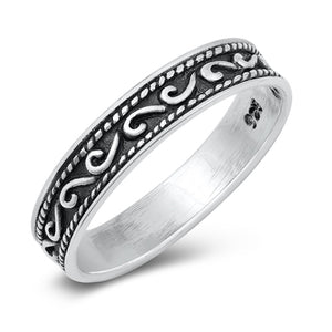 Polished Repeating Filigree Spiral Oxidized Rope Ring New .925 Sterling Silver Band Sizes 3-10