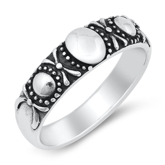 Polished Bali Style Oxidized Oval Ring New .925 Sterling Silver Band Sizes 4-10