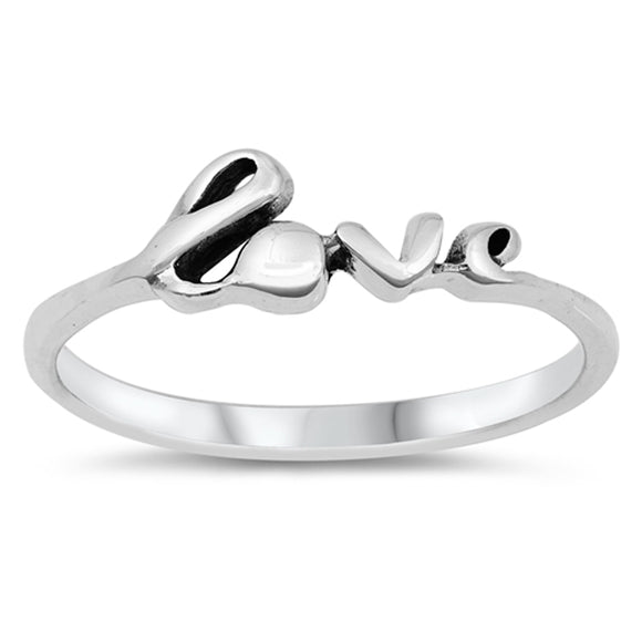 Love Script Fashion Promise Ring New .925 Sterling Silver Band Sizes 4-10