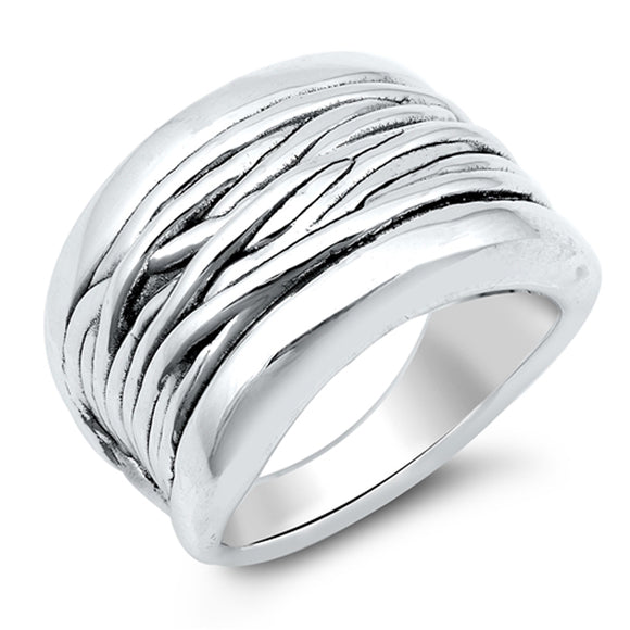 Bohemian Woven Sticks Nature Promise Ring New .925 Sterling Silver Band Sizes 6-12