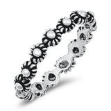 Cute Oxidized Daisy Chain Fashion Ring New .925 Sterling Silver Band Sizes 4-10