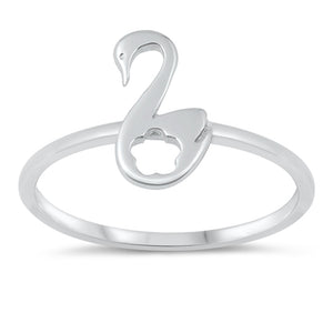 Promise Ring Flower Cutout Love Swan Bird New .925 Sterling Silver Band Sizes 4-10