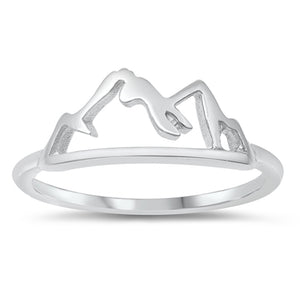 Cute Wanderlust Travel Mountain Range Band Sterling Silver Ring Sizes 4-10