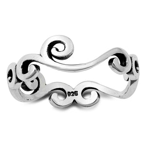 Filigree Swirl Curl Ring New .925 Sterling Silver Band Sizes 4-10