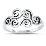 Filigree Swirl Spiral Wave Curl .925 Sterling Silver Band Sizes 4-10