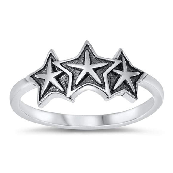 Triple Oxidized Star Fish Animal Ocean Sterling Silver Ring Sizes 4-10