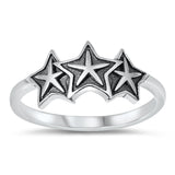 Triple Oxidized Star Fish Animal Ocean Sterling Silver Ring Sizes 4-10