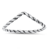 Modern Rope Chevron Knot Triangle Sterling Silver Ring Sizes 4-10