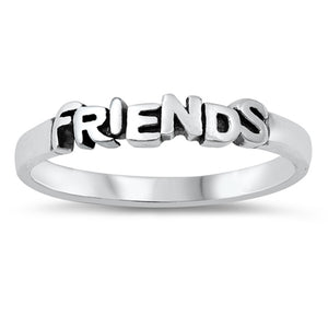 High Polish Friends Script Ring New .925 Sterling Silver Band Sizes 4-10