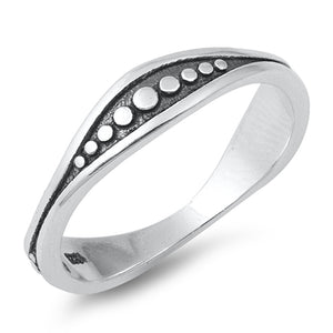 Unique Modern Oxidized Dot Ring New .925 Sterling Silver Band Sizes 4-10