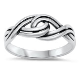 Unique Woven Braid Knot Ring New .925 Sterling Silver Band Sizes 4-10