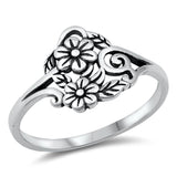 Elegant Woodland Bloom Flower Ring New .925 Sterling Silver Band Sizes 4-10