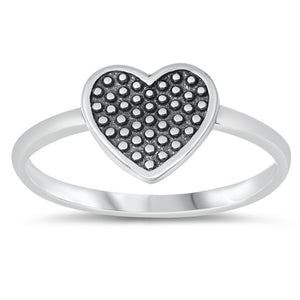 Funky Oxidized Heart Promise Sterling Silver Ring Sizes 4-10