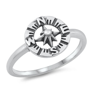 North Star Compass Ring New .925 Sterling Silver Band Sizes 4-10