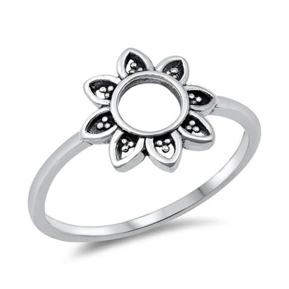 Cute Open Circle Flower Ring New .925 Sterling Silver Band Sizes 4-10