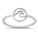 Modern Round Ocean Wave Ring New .925 Sterling Silver Band Sizes 4-12