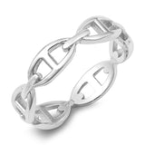 High Polish Link Ring New .925 Sterling Silver Band Sizes 4-10