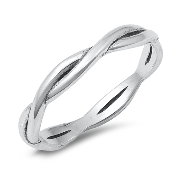 Simple Twist Ring New .925 Sterling Silver Band Sizes 4-10