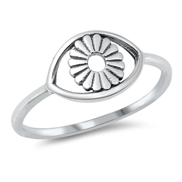 Polished Flower Eye Ring New .925 Sterling Silver Band Sizes 4-10