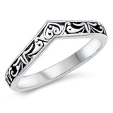 V Shaped Filigree Swirl Chevron Ring New .925 Sterling Silver Band Sizes 4-10