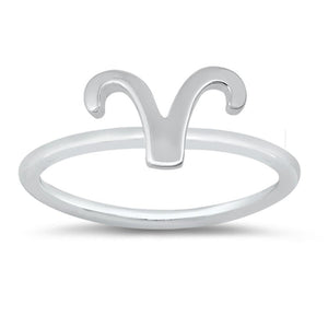 Unique Sterling Silver Ring Zodiac Sign Aries Band Sizes 4-10