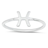 High Polish Pisces Zodiac Ring New .925 Sterling Silver Band Sizes 4-10