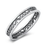 Filigree Braided Rope Oxidized Ring New .925 Sterling Silver Band Sizes 4-10