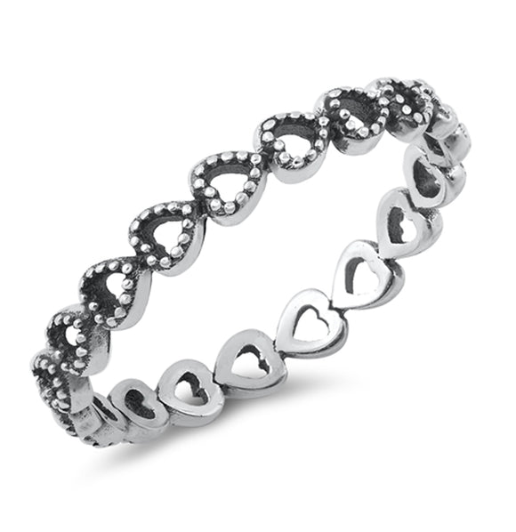 Bali Heart Eternity Promise Ring New .925 Solid Sterling Silver Band Sizes 3-10